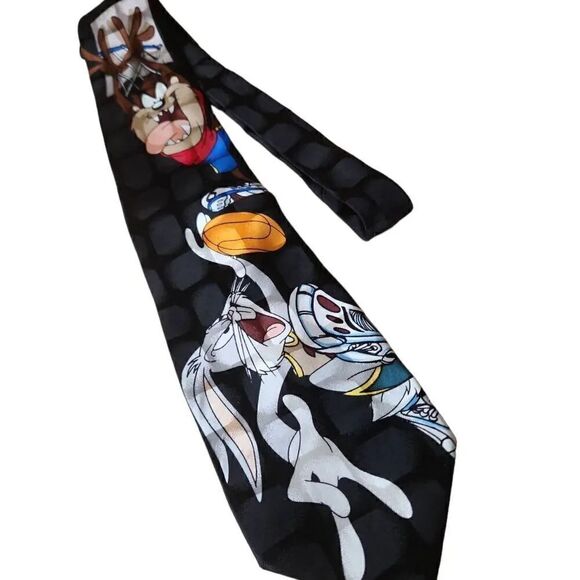 Vintage Looney tunes space jam 100% silk tie - Picture 1 of 3